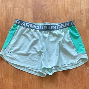 Under Armour Light Mint Athletic Shorts with Aqua Side Panels NWT